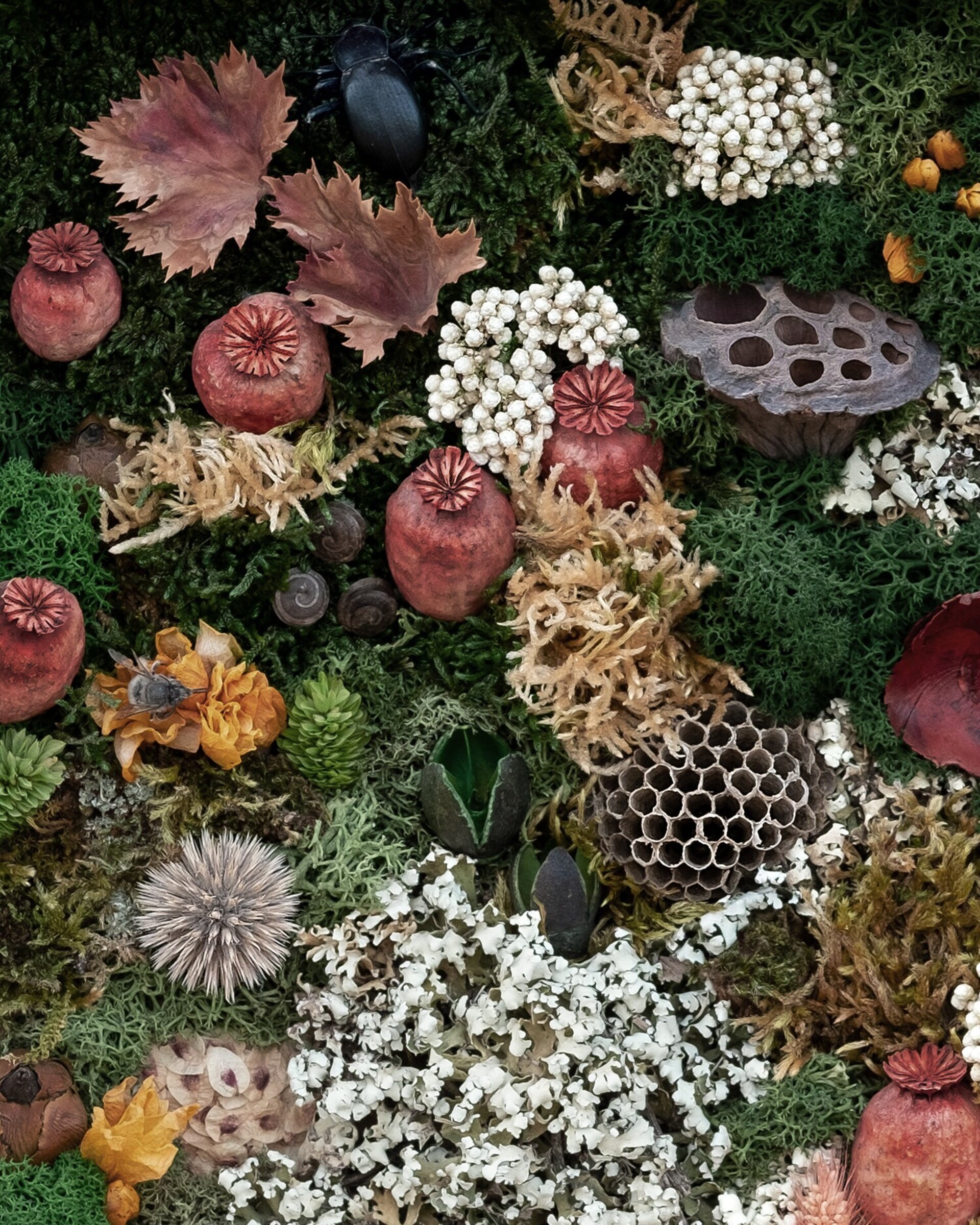 Cuadro floral artesanal “Veneración” (36x36 cm) - 2