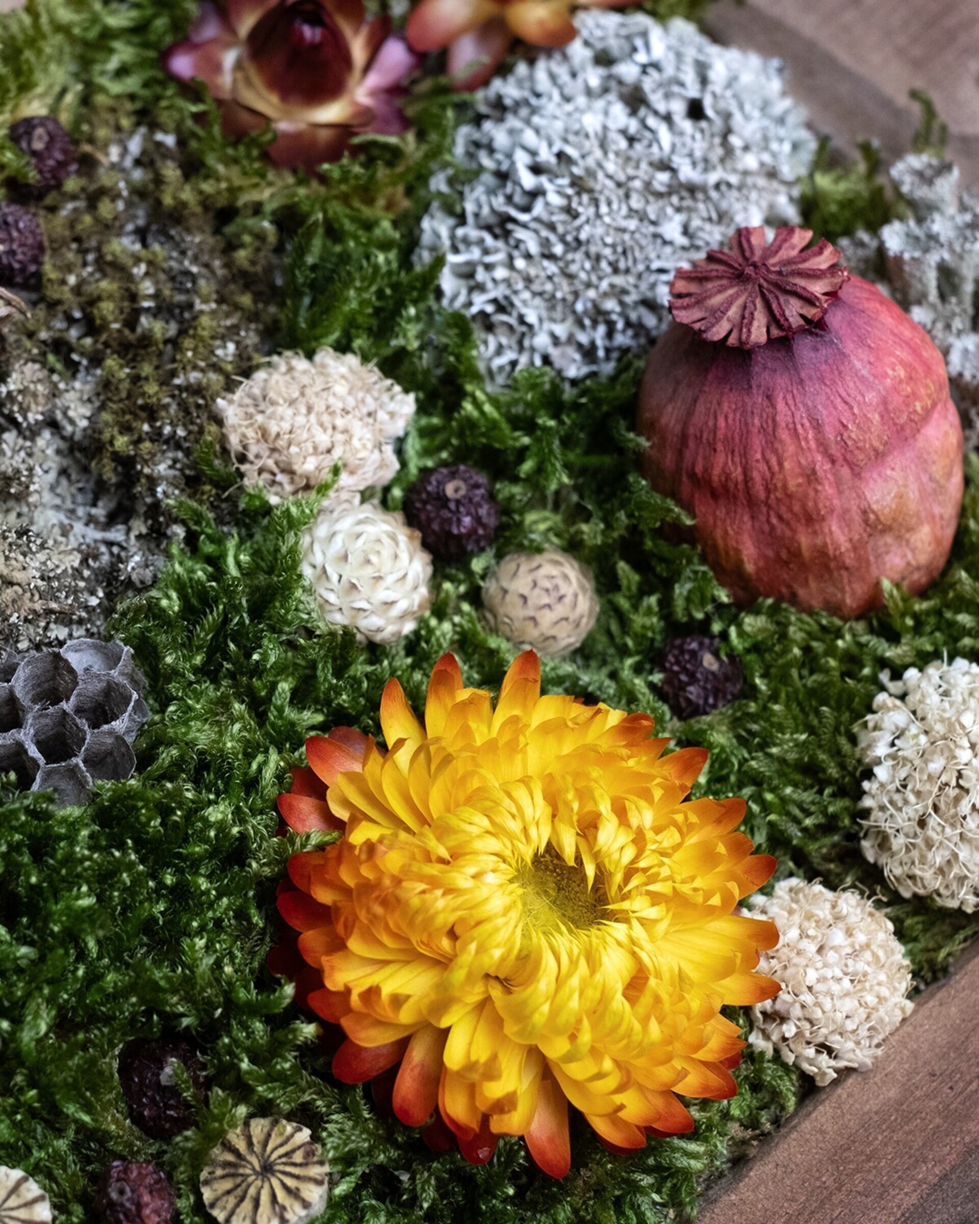 Cuadro floral artesanal “Gudrun” (26x22 cm) - 3